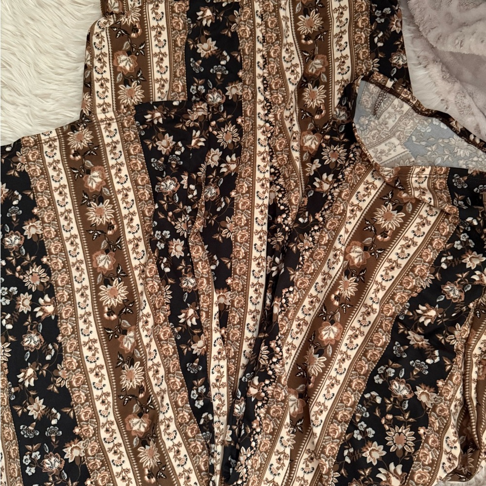 Earthbound Floral Boot Cut Pants - Black and Brown